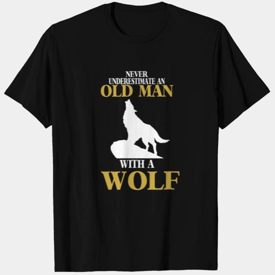 Wolf with old man full moon wolf pack T Shirts