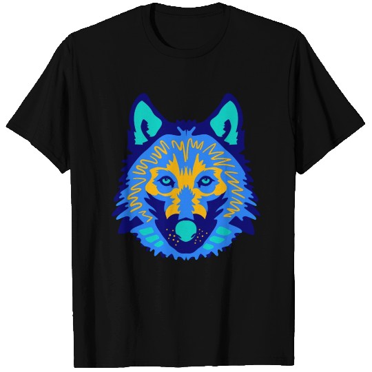blue wolf face T Shirts