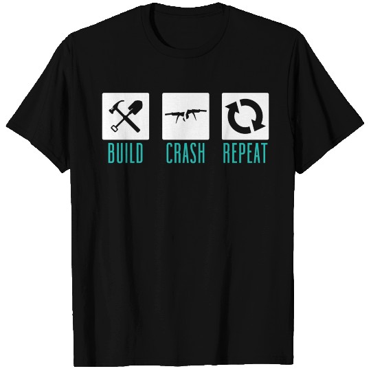 Funny Drone Pilot Build Crash Repeat Quadcopter T Shirts