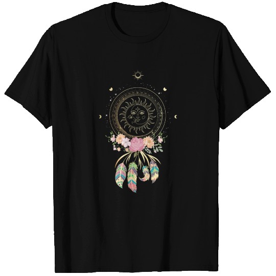 Beautiful Dreamcatcher Sun Moon Flowers T Shirts