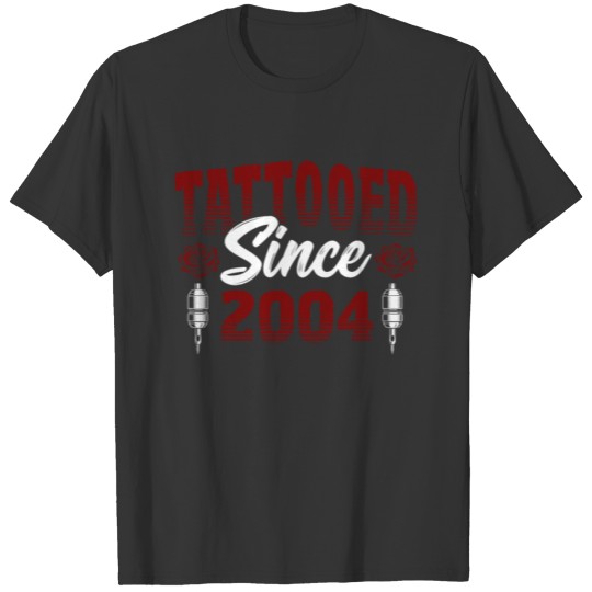 Tattooed Since 2004 Red Rose-Themed Tattoo Ink T Shirts