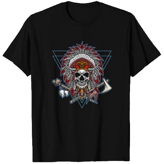 Native American Chief Skull Axe T Shirts