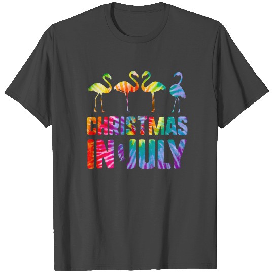 Christmas In July Pink Flamingo Love Heart T Shirts
