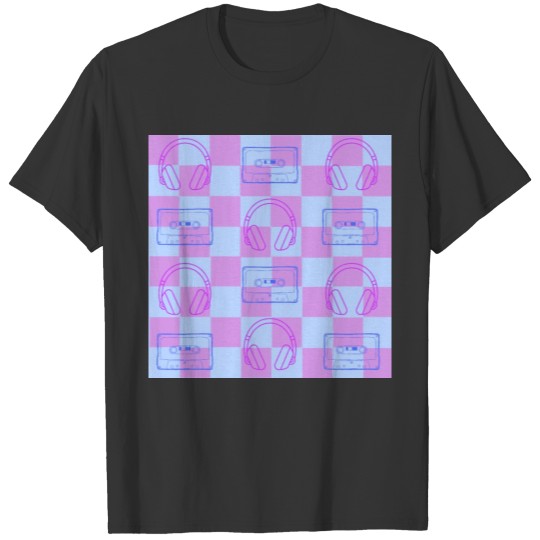 1980's Music Checkerboard - blue and purple T Shirts