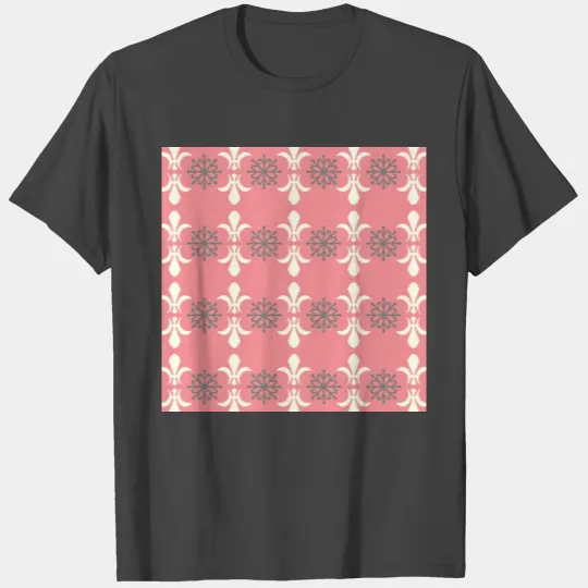Grey and White Paisley Pink Pattern T Shirts