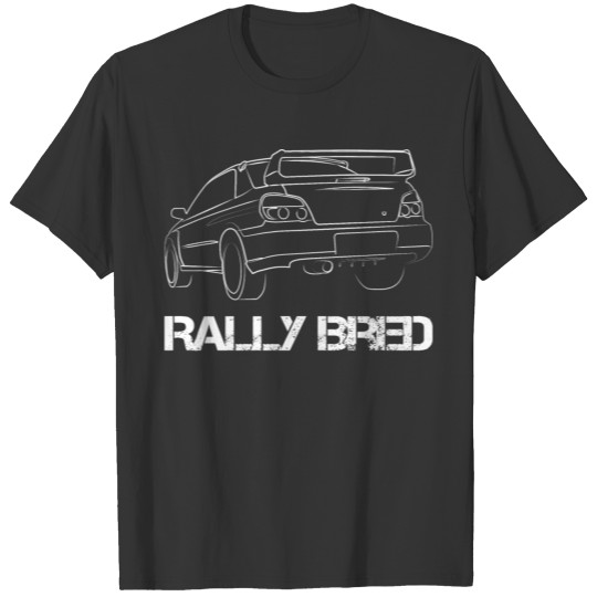 White rally bred Impreza wrx outline jdm lover car T Shirts