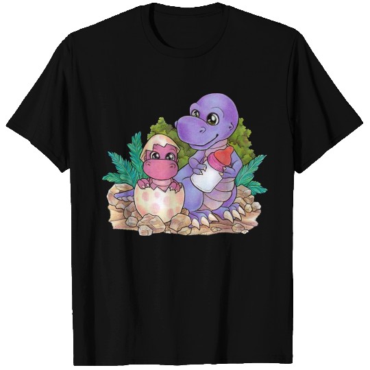 Big Sister Cute Dino Siblings Couple T Shirts