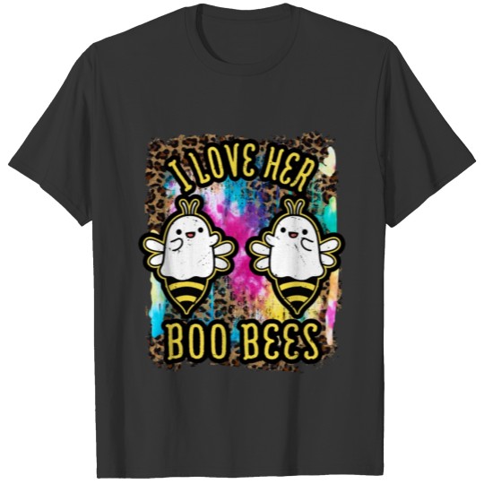Halloween I love her Boo Bees Tie Dye T Shirts
