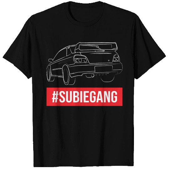 SubieGang Red Subaaru wrx outline jdm drift car T Shirts