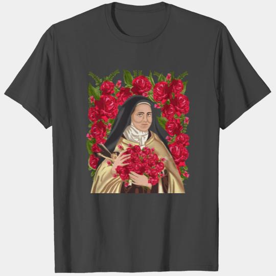 St Therese of Lisieux Flower Rose Catholic Saint T Shirts