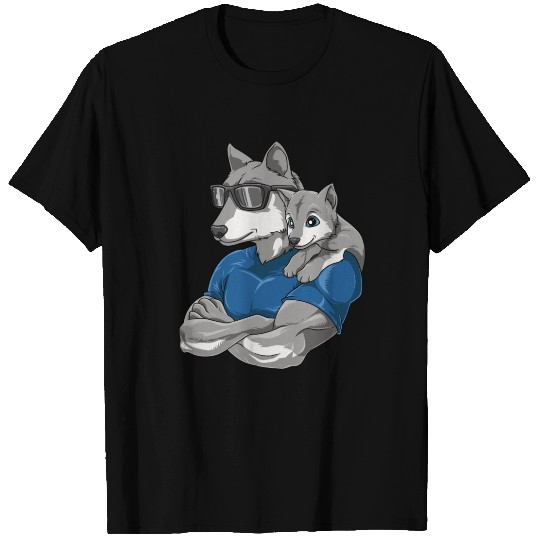Strong Wolf with Wolf Child for a Wolf lover T Shirts