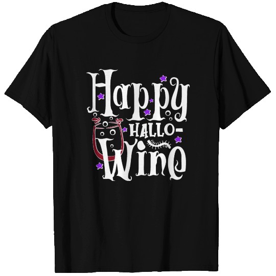 Happy Hallo Wine Scary Halloween Night T Shirts