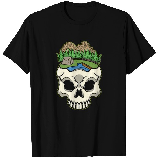 Skeleton Head Camp Campsite Camper Camping T Shirts