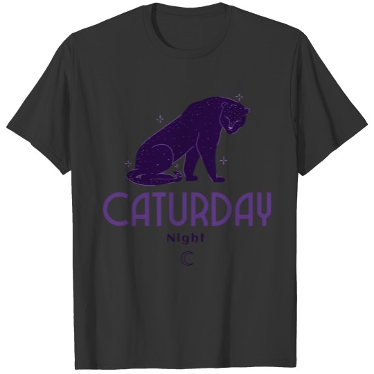 Caturday Night Purple Black Panther On Saturday T Shirts