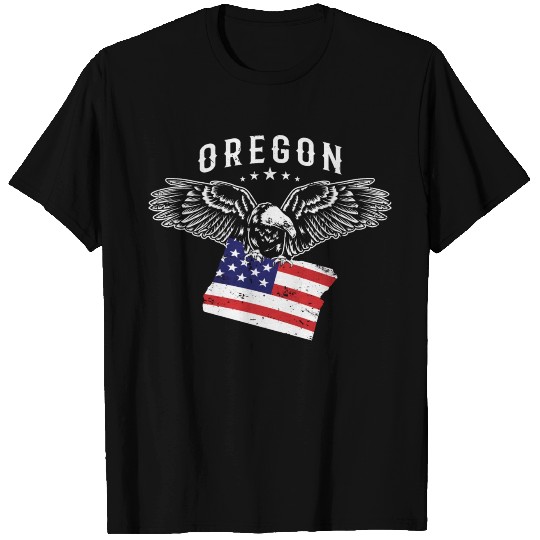 Retro American Flag Oregon State Mountain T Shirts