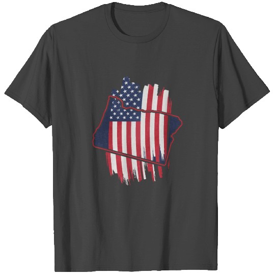 Retro American Flag Oregon State Mountain T Shirts