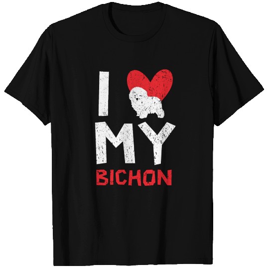 I Love My Bichon Frise Curly Hair Pup Puppy Lover T Shirts
