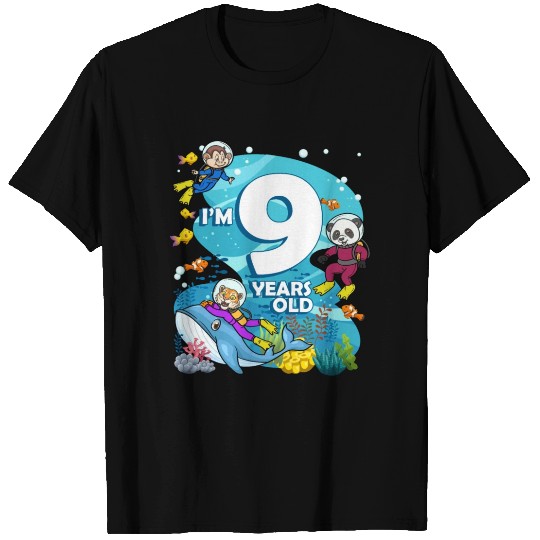 I'm 9 Years Old Ocean Scuba Diver Land Animals T Shirts