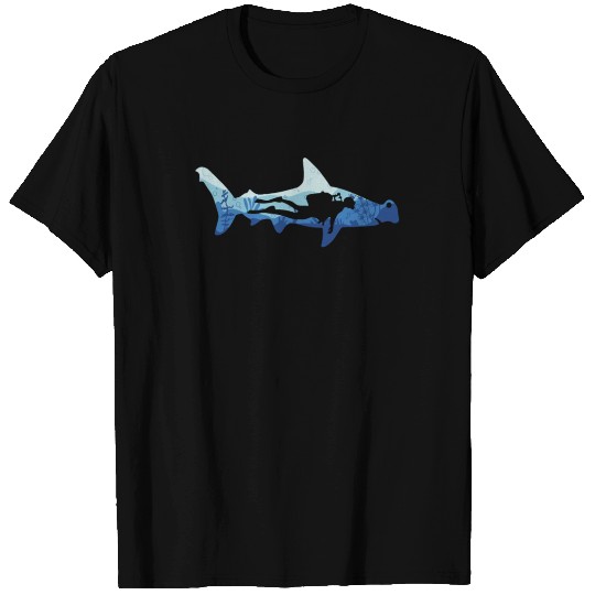 Hammerhead Shark Diver T Shirts