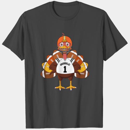 Cool Thanksgiving Football Gobble Player Turkey T Shirts