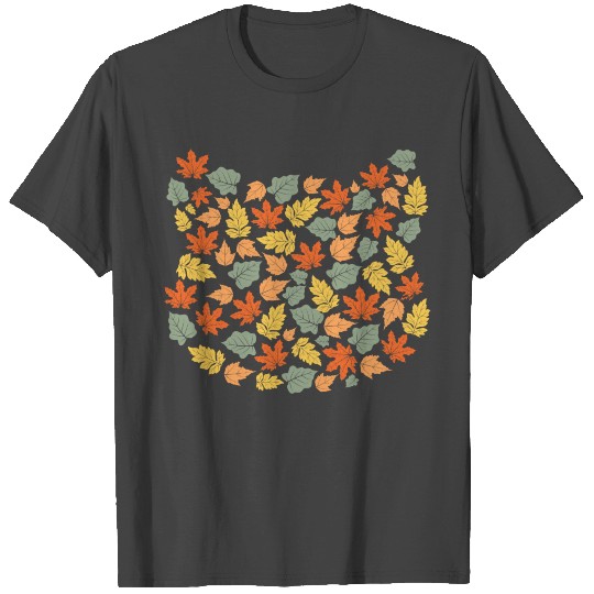 Cat Autumn Fall Leaves T Shirts
