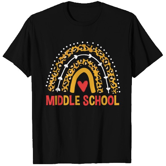 Back To School Leopard Middle School Rainbow T Shirts