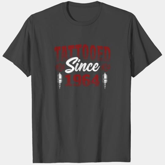 Tattooed Since 1964 Red Rose-Themed Tattoo Ink T Shirts