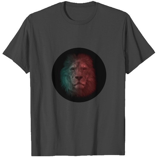 Colorful Lion Art - Blue And RLion T Shirts