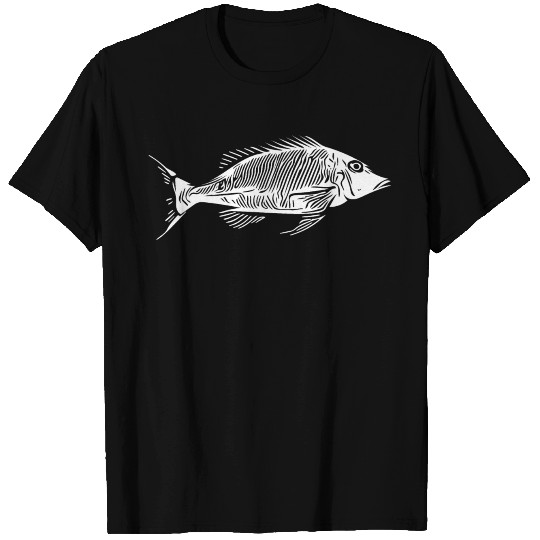 Vintage Fish Herringbone Bony Fish Skeleton T Shirts