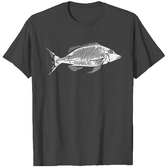 Vintage Fish Herringbone Bony Fish Skeleton T Shirts