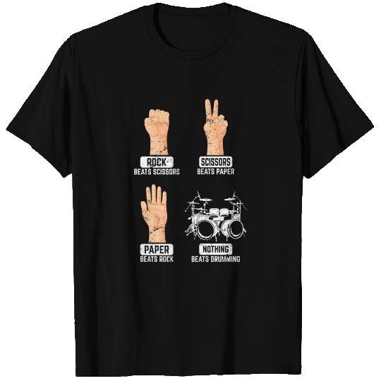 Rock Paper Scissors Nothing Beats Drumming Funny D T Shirts