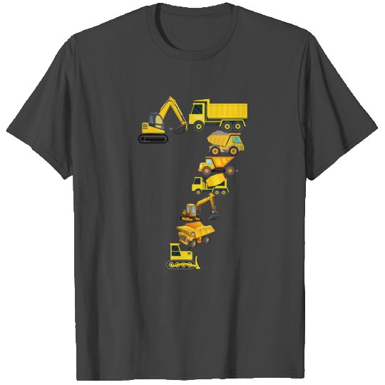 Construction Vehicles Trucks For 7 Year Old Boys T Shirts