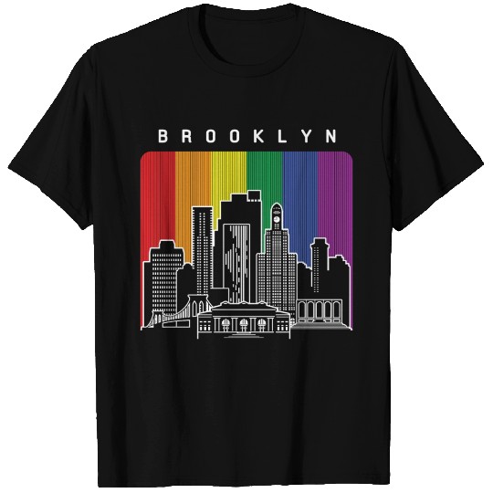 Brooklyn New York Skyline Rainbow Flag T Shirts