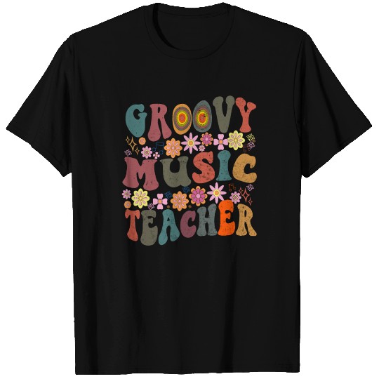Groovy music teacher colorful retro Back To School T Shirts