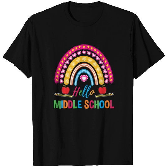 Hello Middle School Teacher Rainbow T Shirts