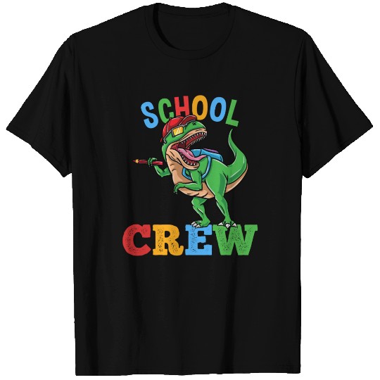 School Crew T-Rex Dinosaur Back To School Boys T Shirts