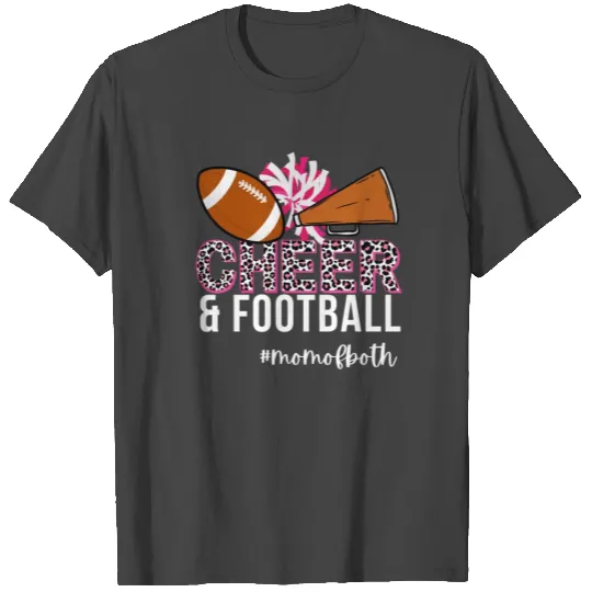 Cheer and Football Mom Of Both Leopard Cheerleader T Shirts