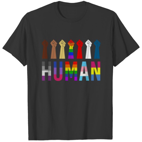 Human Rights For All Resist Feminist LGBT Black T Shirts