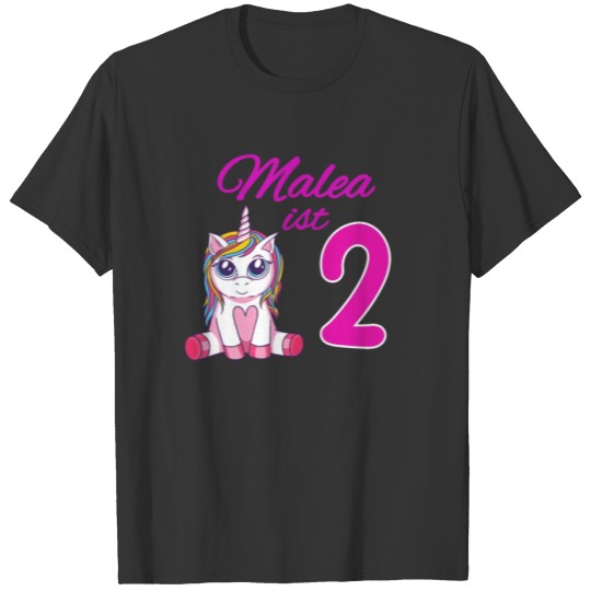 Children's Birthday Party 2 Years Girl Name Malea T Shirts