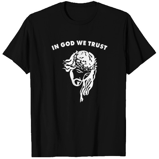 In God We Trust Artistic Design Jesus Face For Chr T Shirts