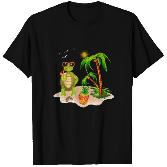 Summer Turtle With Pineapple T Shirts