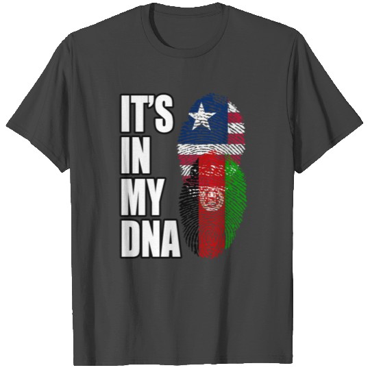 Liberian And Afghanistan Mix Heritage DNA Flag T Shirts