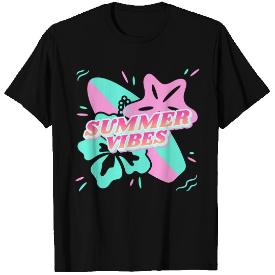 Summer Vibes - Beach, surf, hibiscus and starfish T Shirts