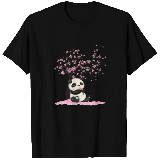 Cherry Blossom Japanese Art Panda Lover Panda Bear T Shirts
