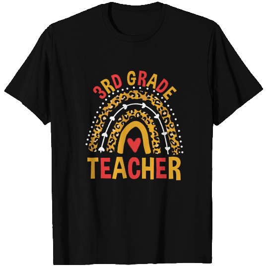 Back To School Leopard 3rd Grade Teacher Rainbow T Shirts