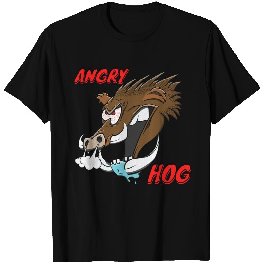 "Angry Hog" Wild Hog Cartoon Boar Funny Pig Head T Shirts