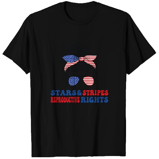 Stars Stripes Reproductive Rights Messy Bun Hair T Shirts
