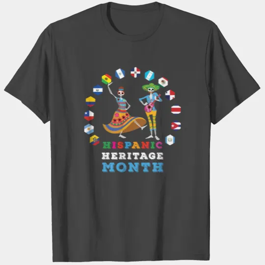 Skeleton Bones Flag Hispanic Heritage Month T Shirts