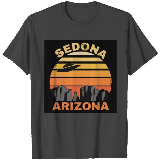 Sedona Arizonna Retro Sunset and UFO T Shirts