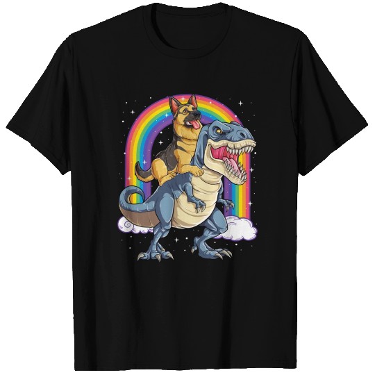 German Shepherd Riding Dinosaur T rex T Shirts for Me